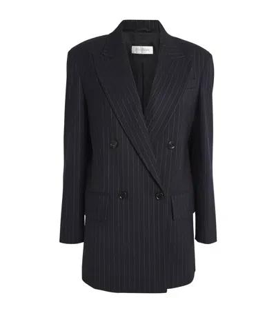 Max Mara Wool Pinstripe Double-breasted Blazer In Blue