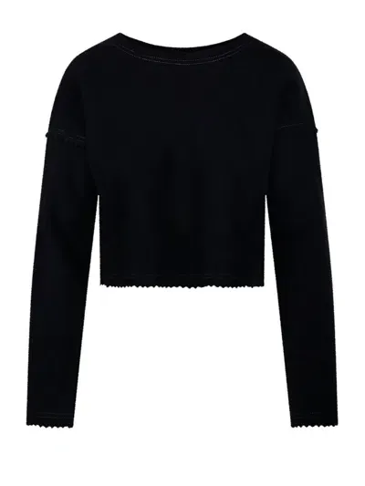 Max Mara Zip Detailed Crewneck Jumper In Black