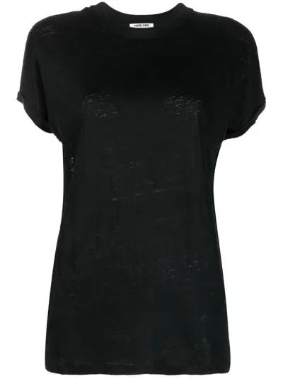 Max & Moi Short-sleeve Linen T-shirt In Black