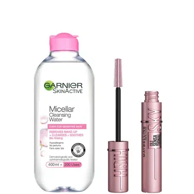 Maybelline Sky High Mascara And Garnier Micellar Water Set In White