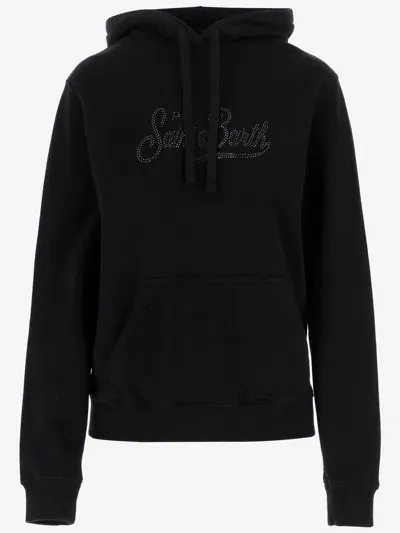 Mc2 Saint Barth Cotton Hoodie With Rhinestone Logo In Multi