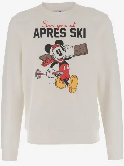 Mc2 Saint Barth Cotton Sweatshirt With Mickey Mouse In White