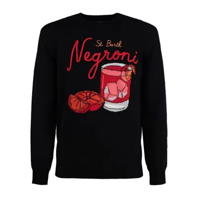 Mc2 Saint Barth Heron Black Sweater With Negroni Glass