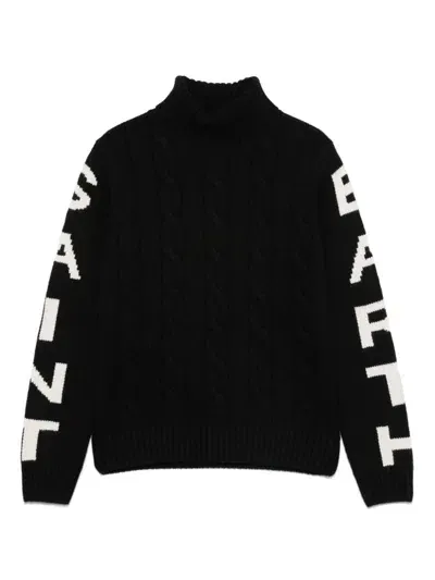 Mc2 Saint Barth Kids' Intarsia-logo Sweater In Black