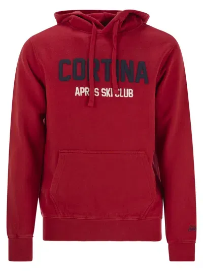 Mc2 Saint Barth Men's Red Tribeca Sweatshirt With ‘cortina Apres Ski Club' Logo Embroidery In Gray