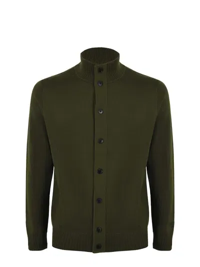 Mc2 Saint Barth Merino Wool Cardigan In Green