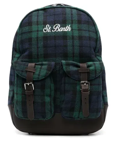 Mc2 Saint Barth Tartan-print Backpack In Green