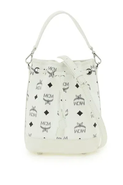 Mcm Dessau Drawstring Mini Tote Bag In White