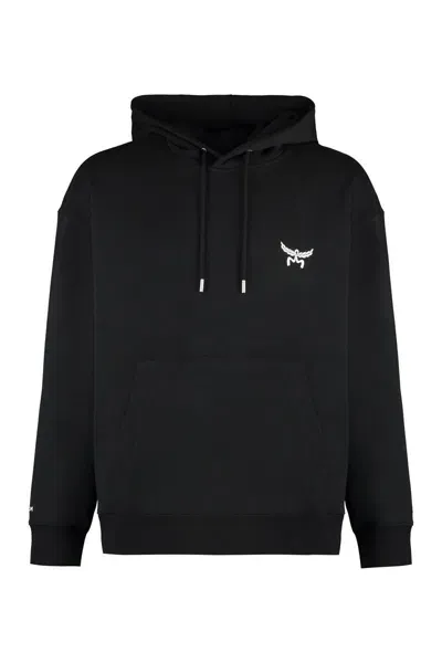 Mcm Logo Cotton Hoodie In Black