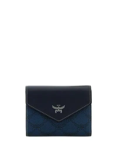 Mcm Logo-print Wallet In Blue