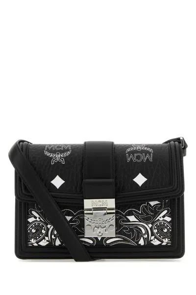 Mcm Printed Canvas Small Tracy Shoulder Bag In Black