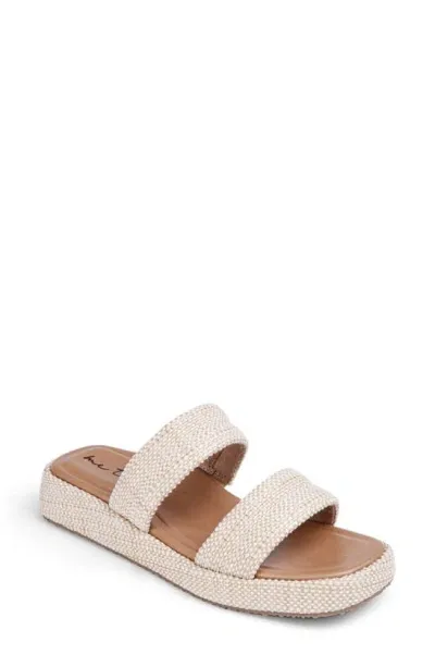 Me Too Lindy Raffia Platform Slide Sandal In Natural Gold