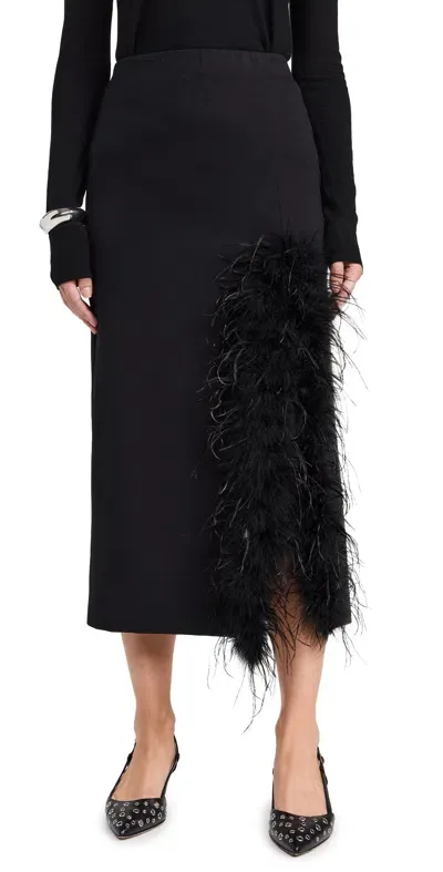 Mei Mei J Midi Skirt With Feathers Nero