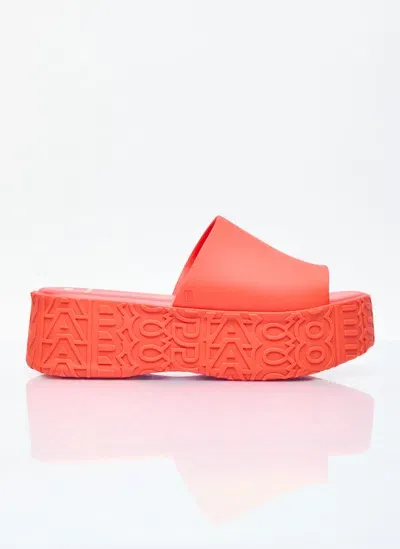 Melissa X Marc Jacobs Becky Platform Slides In Orange