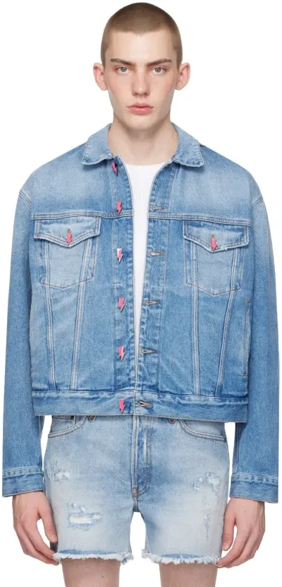 Members Of The Rage Blue Faded Denim Jacket In Light Blue