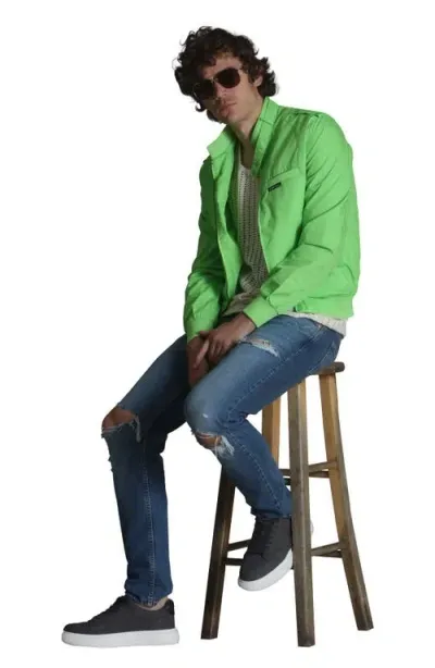 Members Only Classic Iconic Racer Jacket In Lime Green