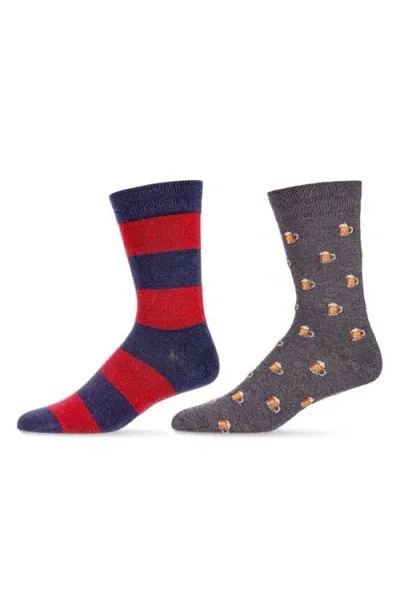 Memoi Assorted 2-pack Crew Socks In Blue