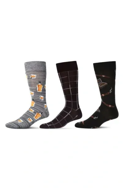 Memoi Hobby Assorted 3-pack Crew Socks In Gray-black