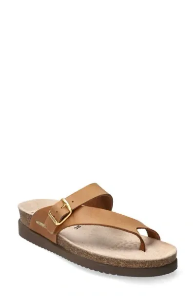 Mephisto Helen Toe Loop Sandal In Camel Scratch Leather