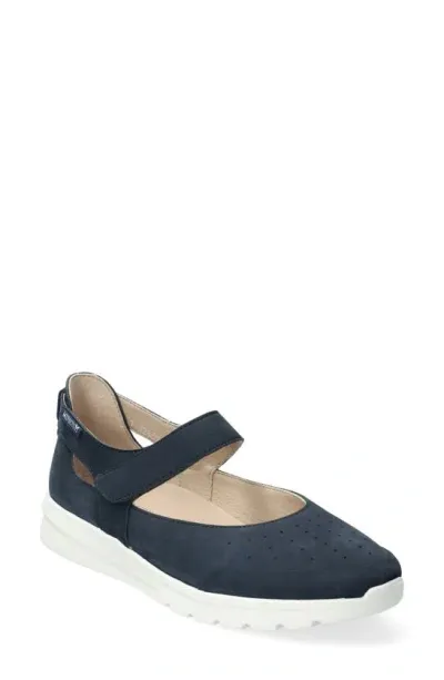 Mephisto Marsia Mary Jane Flat In Jeans Blue Bucksoft