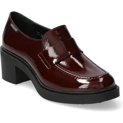 Mephisto Pamelia Patent Leather Loafer Pump In Oxblood