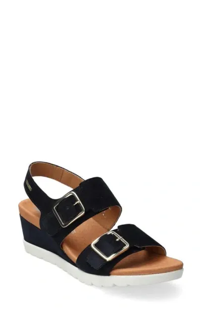 Mephisto Ysabel Slingback Platform Wedge Sandal In Navy