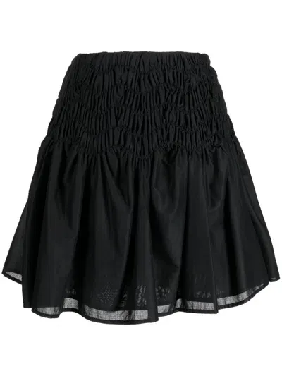 Merlette Elysian Smocked-effect Mini Skirt In Black