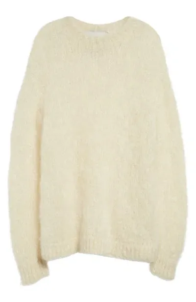 Meruert Tolegen Shaggy Mohair Blend Sweater In Cream Fluffy Mohair