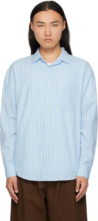 Metalwood Studio Blue & White Court Shirt In Blue/white Stripe