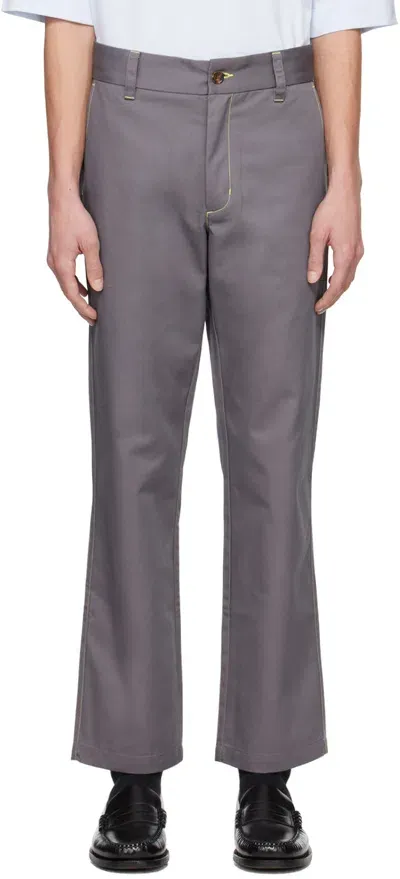 Metalwood Studio Ssense Exclusive Gray Trousers In Dark Grey / High Vis