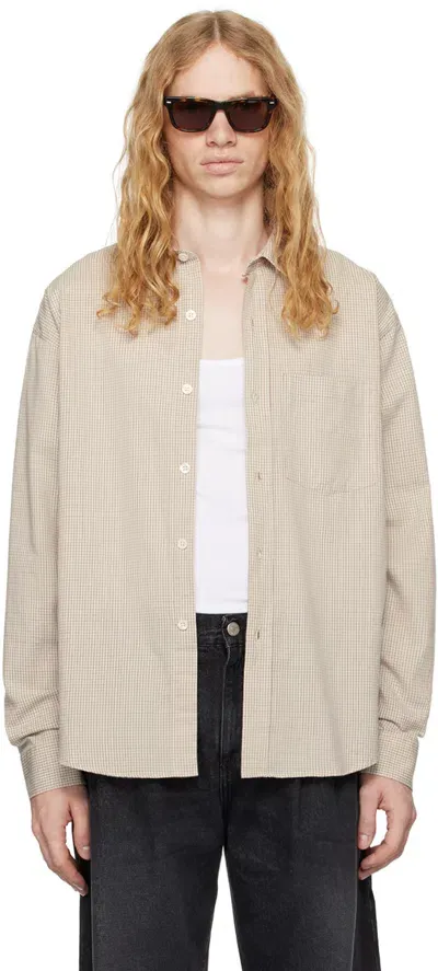 Mfpen Beige Executive Shirt In Beige Check