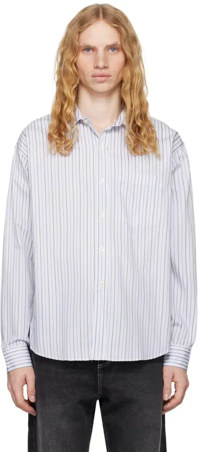 Mfpen Ssense Exclusive Blue Executive Shirt In Blue Double Stripe