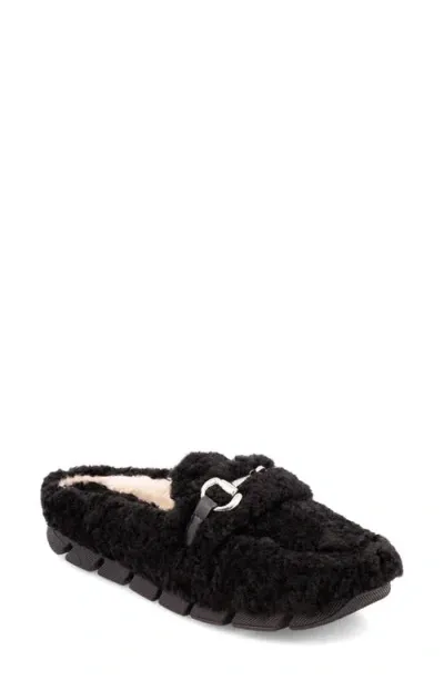 Mia Cocoa Faux Shearling Slipper In Black