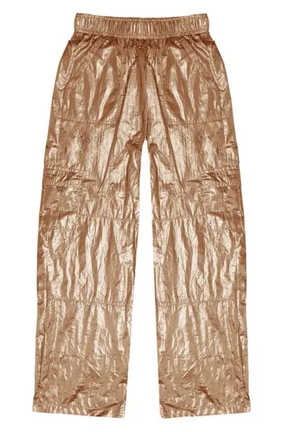 Mia New York Kids' Metallic Cargo Pants In Gold