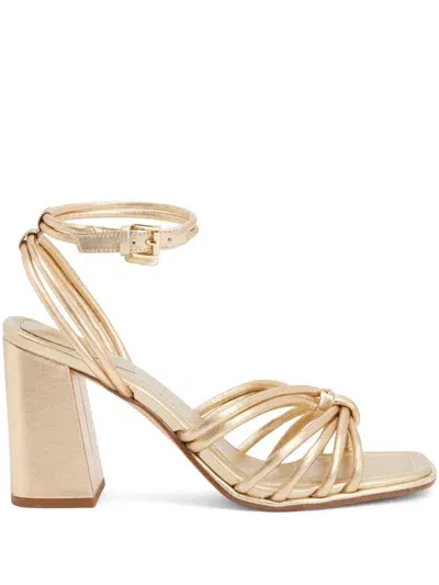 Michael Kors 90mm Astra Metallic-leather Sandals In Gold