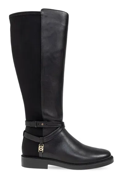 Michael Kors Abigail Logo Plaque Boots In Black