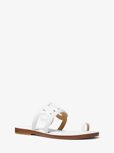 Michael Kors Alma Leather Flat Sandal In White