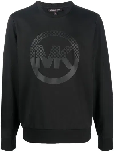 Michael Kors Checkerboard Logo-print Crew-neck Sweatshirt In Schwarz