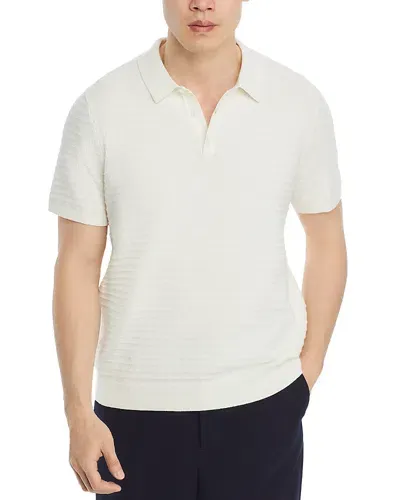 Michael Kors Cotton & Silk Tuck Stripe Knit Polo In White