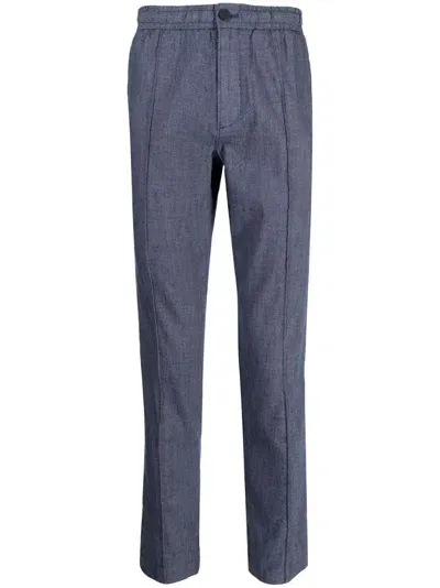 Michael Kors Cotton-linen Blend Pintuck Trousers In Blue