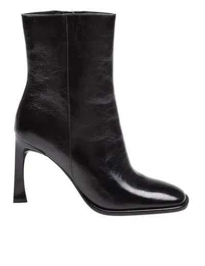 Michael Kors Crackle Leather Ankle Boot In Black