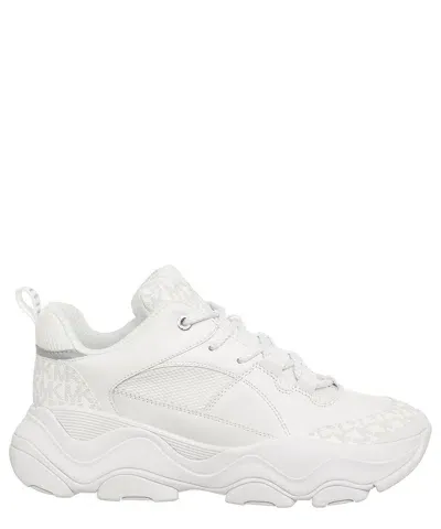 Michael Kors Nick Faux Leather And Mesh Trainer In White