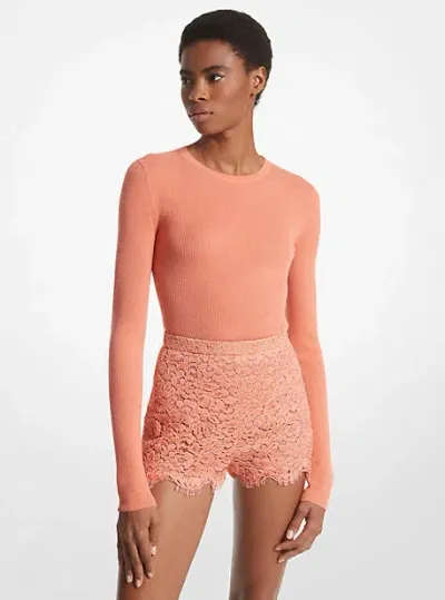 Michael Kors Hutton Featherweight Cashmere Sweater In Orange