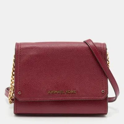 Michael Kors Leather Jet Set Flap Crossbody Bag In Red