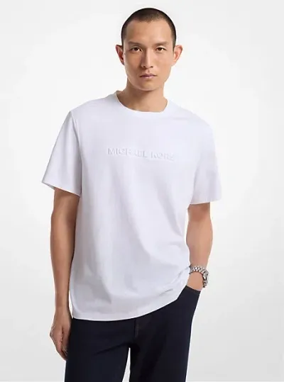 Michael Kors Logo Embossed Cotton T-shirt In White