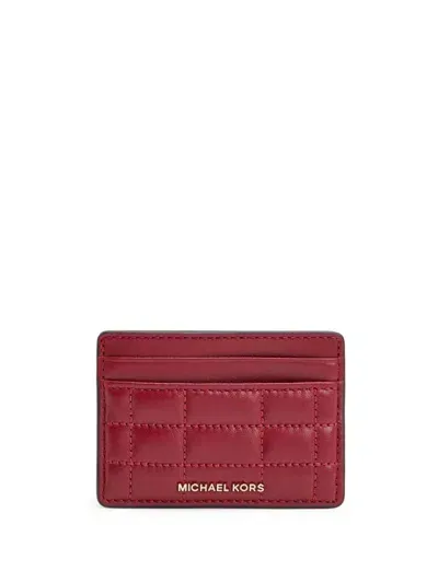 Michael Kors Logo-lettering Card Holder In Red