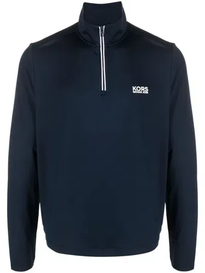 Michael Kors Logo-print Zip-up Sweatshirt In Blue