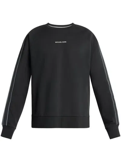 Michael Kors Logo-tape Crew-neck Sweatshirt In Black