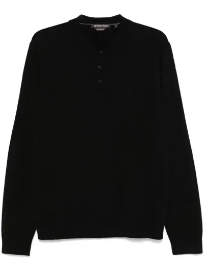 Michael Kors Merino-wool Polo Shirt In Black