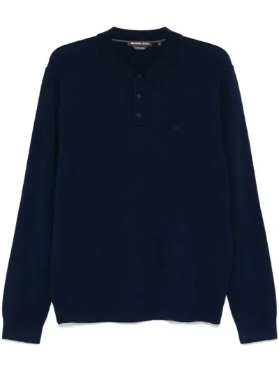 Michael Kors Merino-wool Polo Shirt In Blue